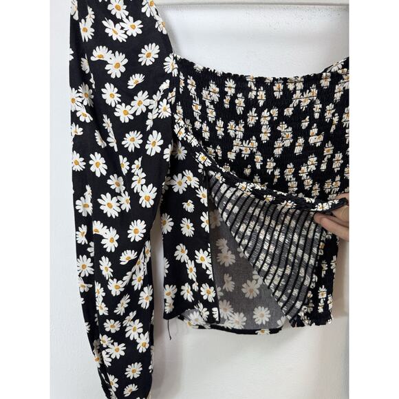 Reformation Black Daisy Sweetheart Blouse Sexy Classic Timeless Coquette Twee 6 - Picture 5 of 7